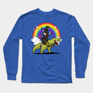 Ninja Unicorn Riding Dinosaur Long Sleeve T-Shirt